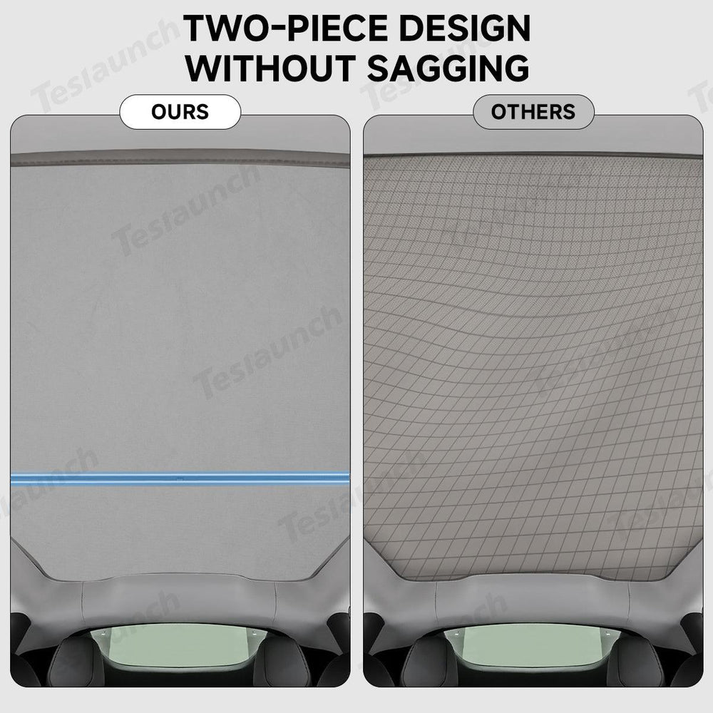 Alcantara Split Nano Ice Crystal Glass Roof Sunshade for Tesla Model Y Juniper 2025+ - Evooor