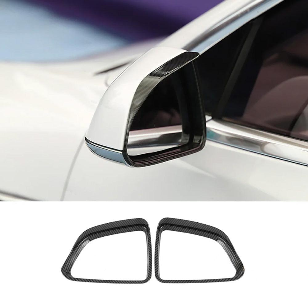 Tesla Model 3/Y Rear View Mirrors Rain Guards Set in Carbon Fiber Pattern ABS - 2 Pieces - Evooor