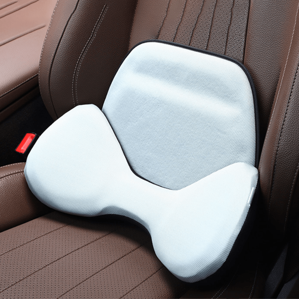 Breathable Lumbar Support Pillow with Ergonomic Ice Silk Cover - Universal Fit for Cars and Vehicles - Evooor