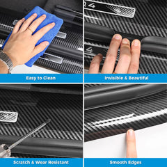 Leather Carbon Fiber Texture Door Sill For VW ID.4 2021-2025 - Evooor