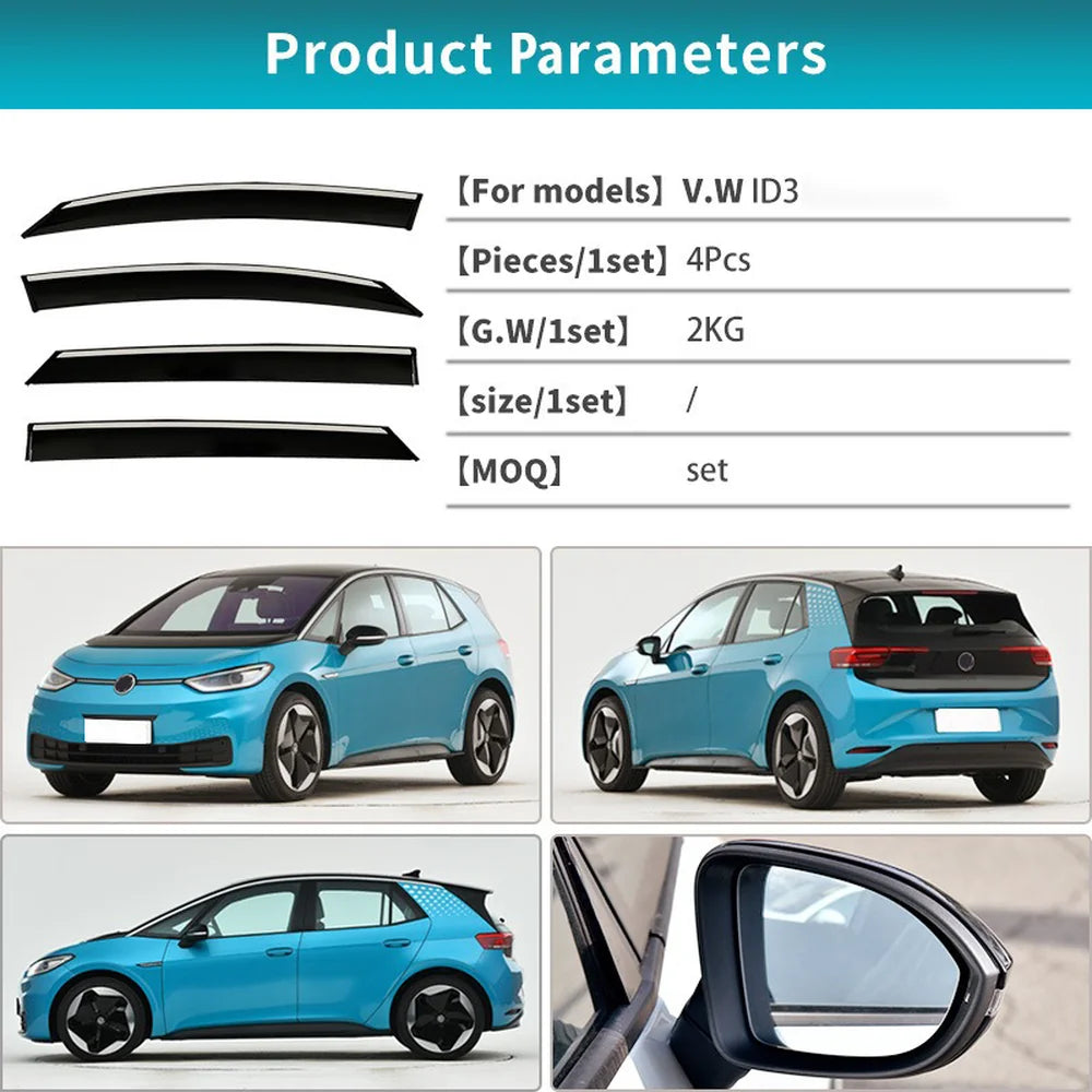 Acrylic Side Window Rain Guards For VW ID.3 2021-2025(4Pcs) - Evooor