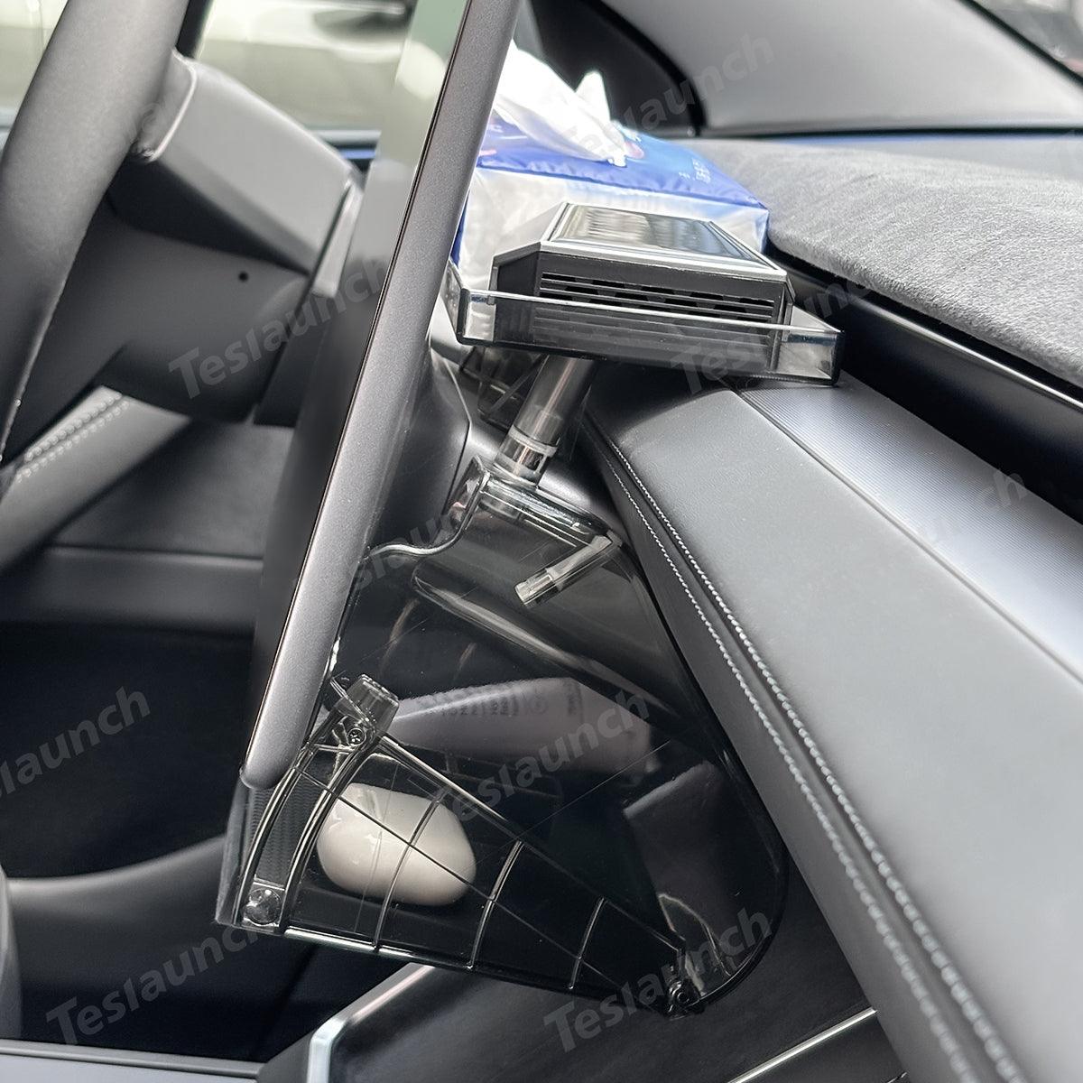 Under Central Control Screen Hidden Storage Box with Tray for Tesla Model Y Juniper 2025+ - Evooor