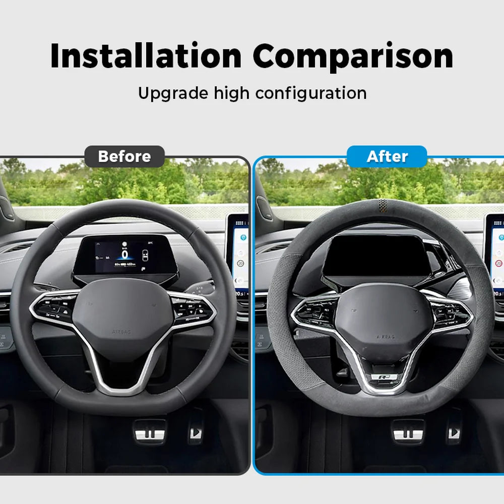 Alcantara Steering Wheel Cover For VW ID.4 2021-2025 - Evooor
