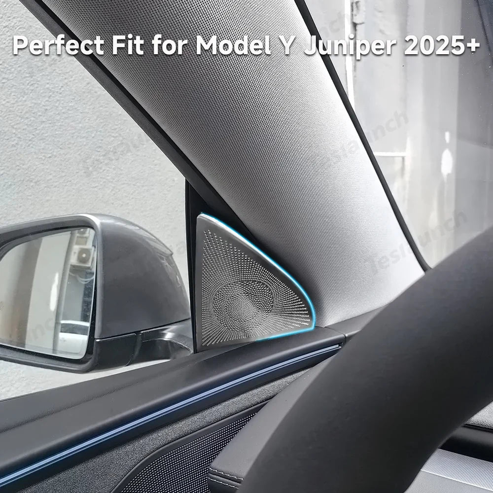 Tesla Model Y Juniper 2025+ Stainless Steel Triangle Front Door Speaker Grilles - Evooor