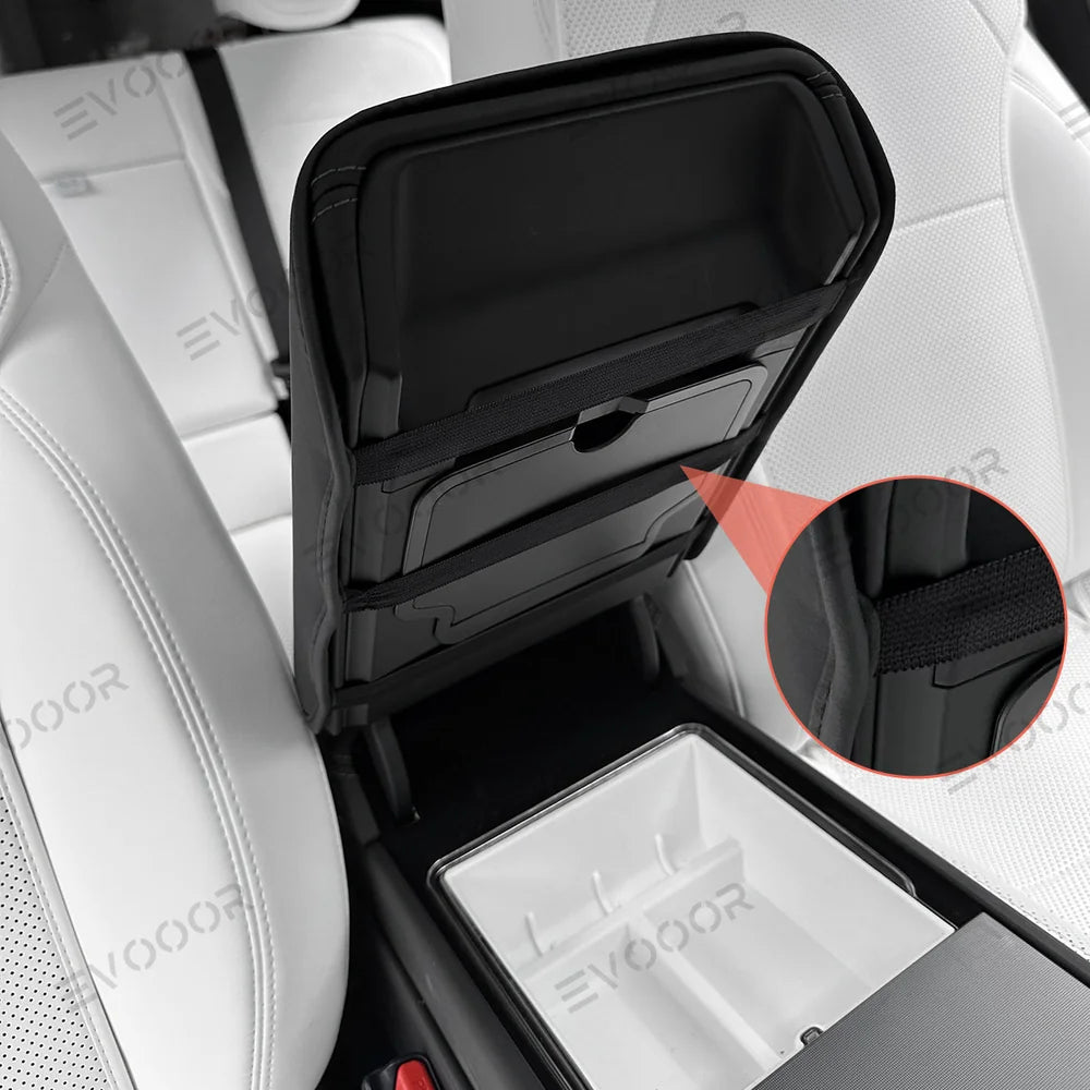 Nappa Leather Center Console Armrest Cover – Stylish Protection for Tesla Model Y Juniper 2025+