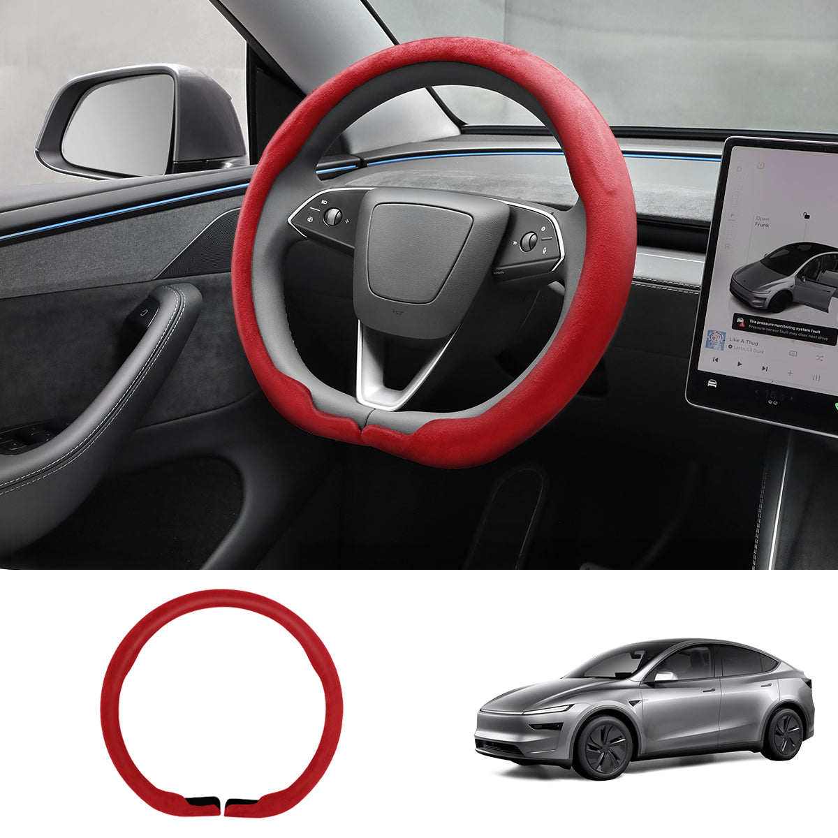 Alcantara Half-Open Steering Wheel Cover for Tesla Model 3/Y