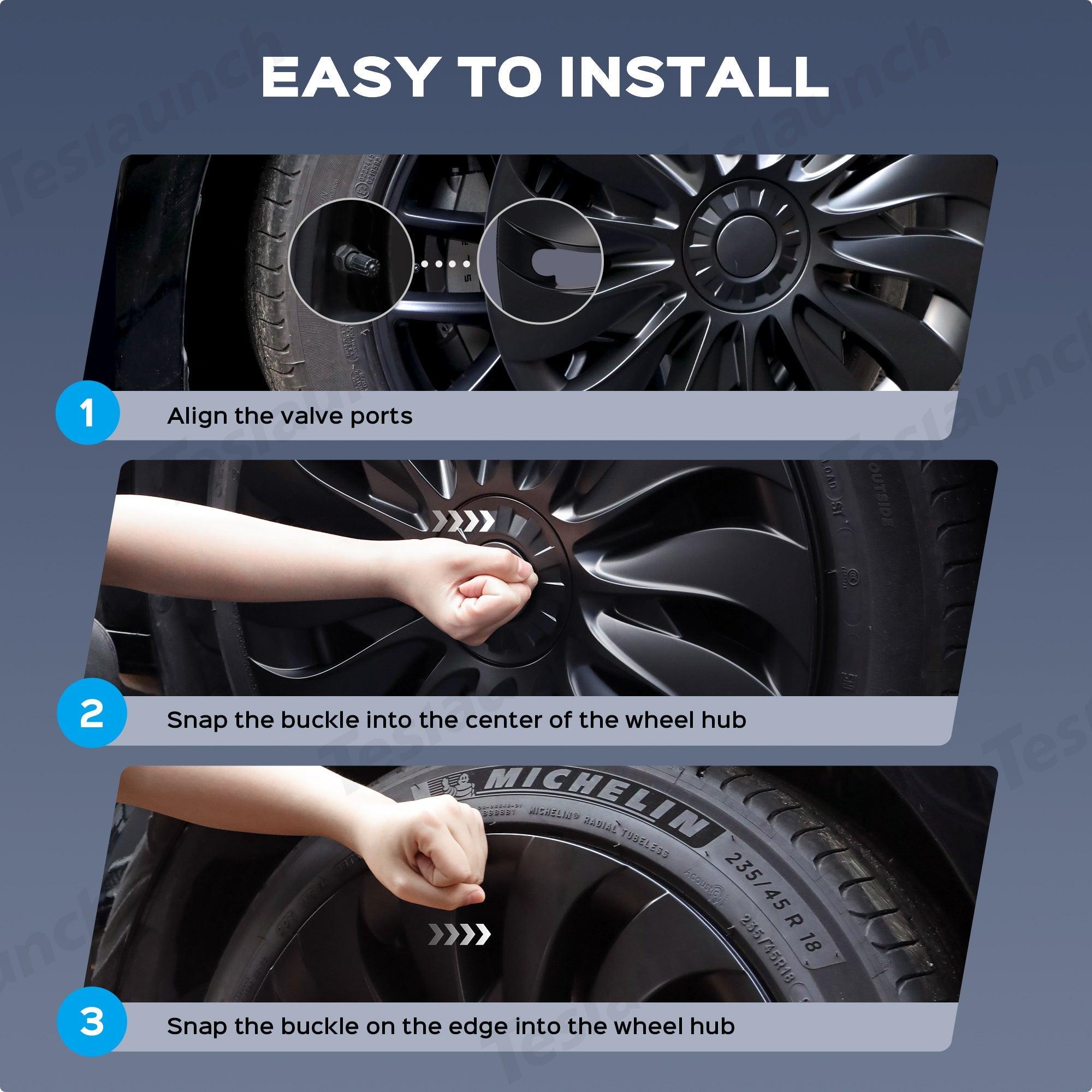 High Quality Weatherproof Wheel Hub Covers for Tesla 2024 Model 3 with 18-inch Highland Rims (Set of 4) - Evooor