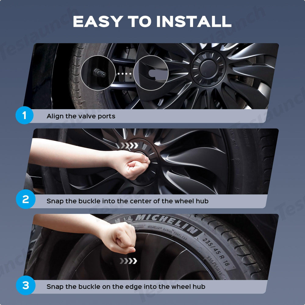 High Quality Weatherproof Wheel Hub Covers for Tesla 2024 Model 3 with 18-inch Highland Rims (Set of 4) - Evooor