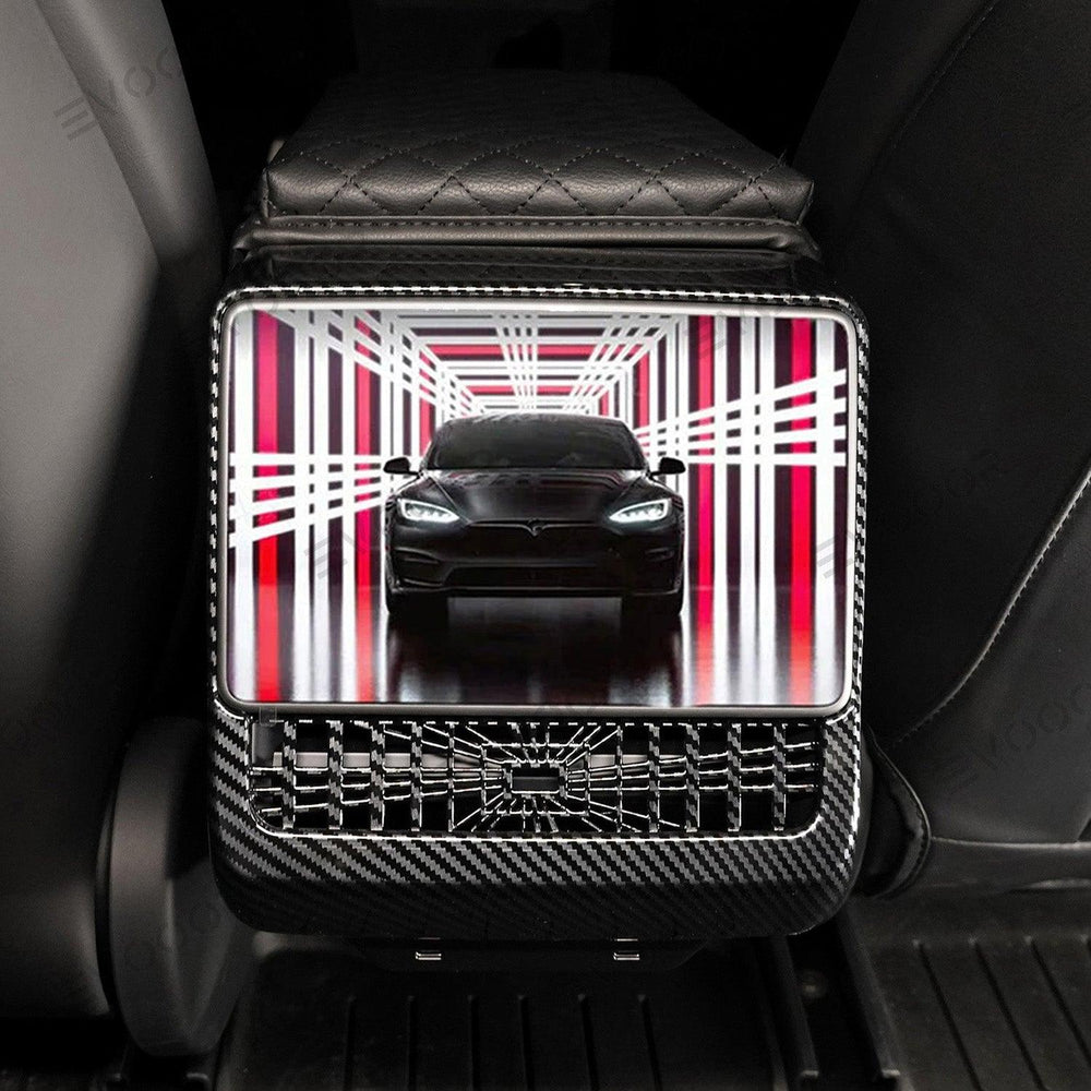 2024 Model 3 Highland Plaid Rear Air Vent Screen Protector Frame (Carbon Fiber Pattern ABS) For Tesla - Evooor