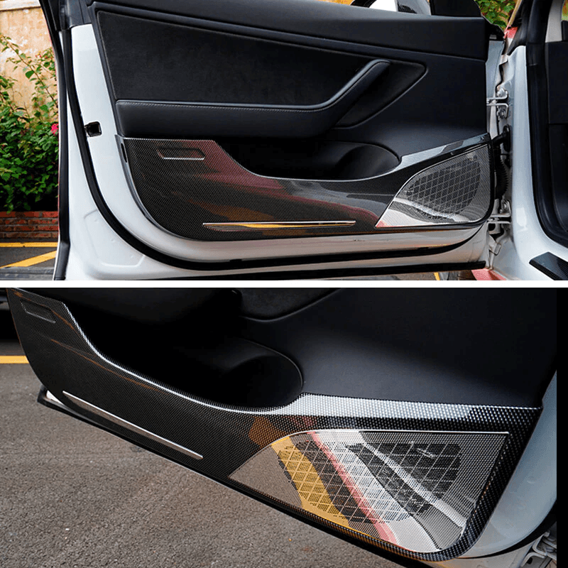 Enhanced Tesla Model 3 Door Inner Trim Cover - Carbon Fiber Pattern, ABS Material - 2021-2023 Model Compatibility - Evooor