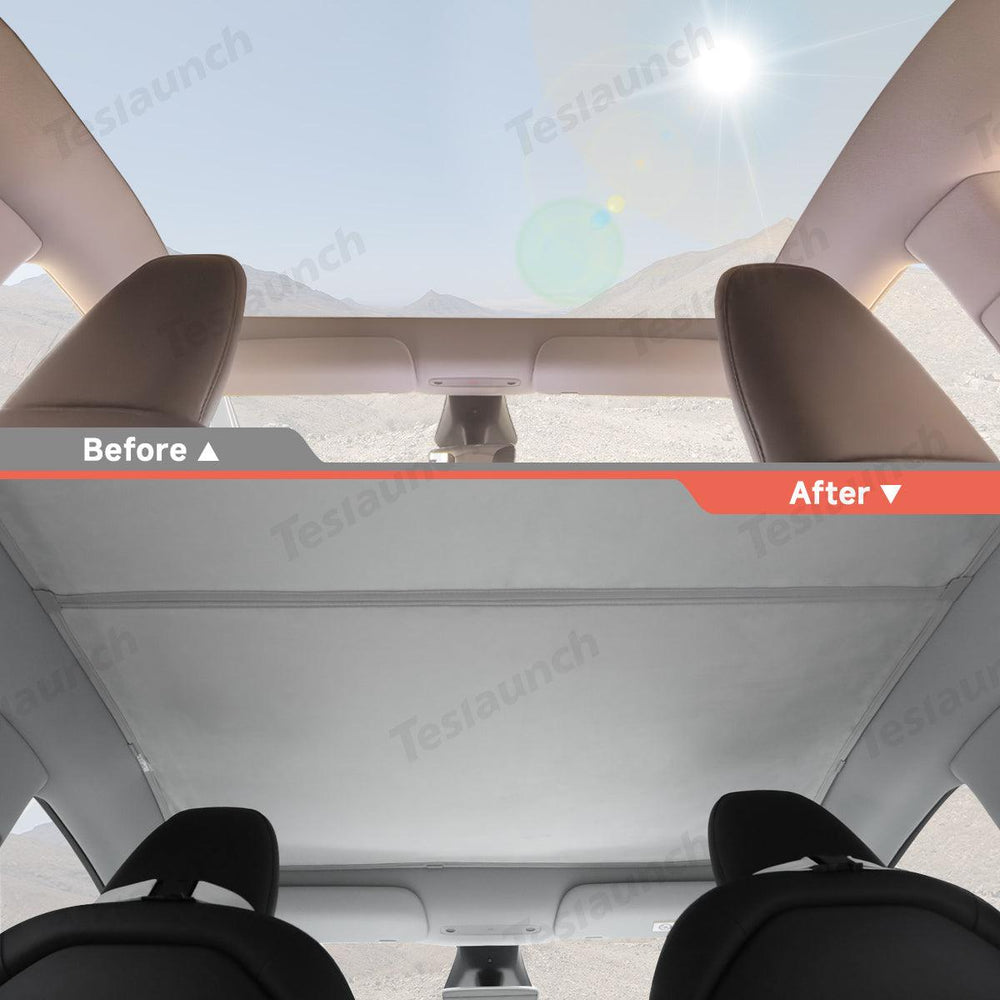 Alcantara Split Nano Ice Crystal Glass Roof Sunshade for Tesla Model Y Juniper 2025+ - Evooor