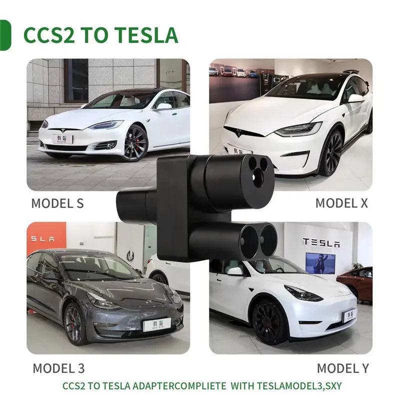 Electric Vehicle Charging Adapter Compatible with CCS2 to Tesla/NACS for Model 3, Model Y, Model S, and Model X - Evooor