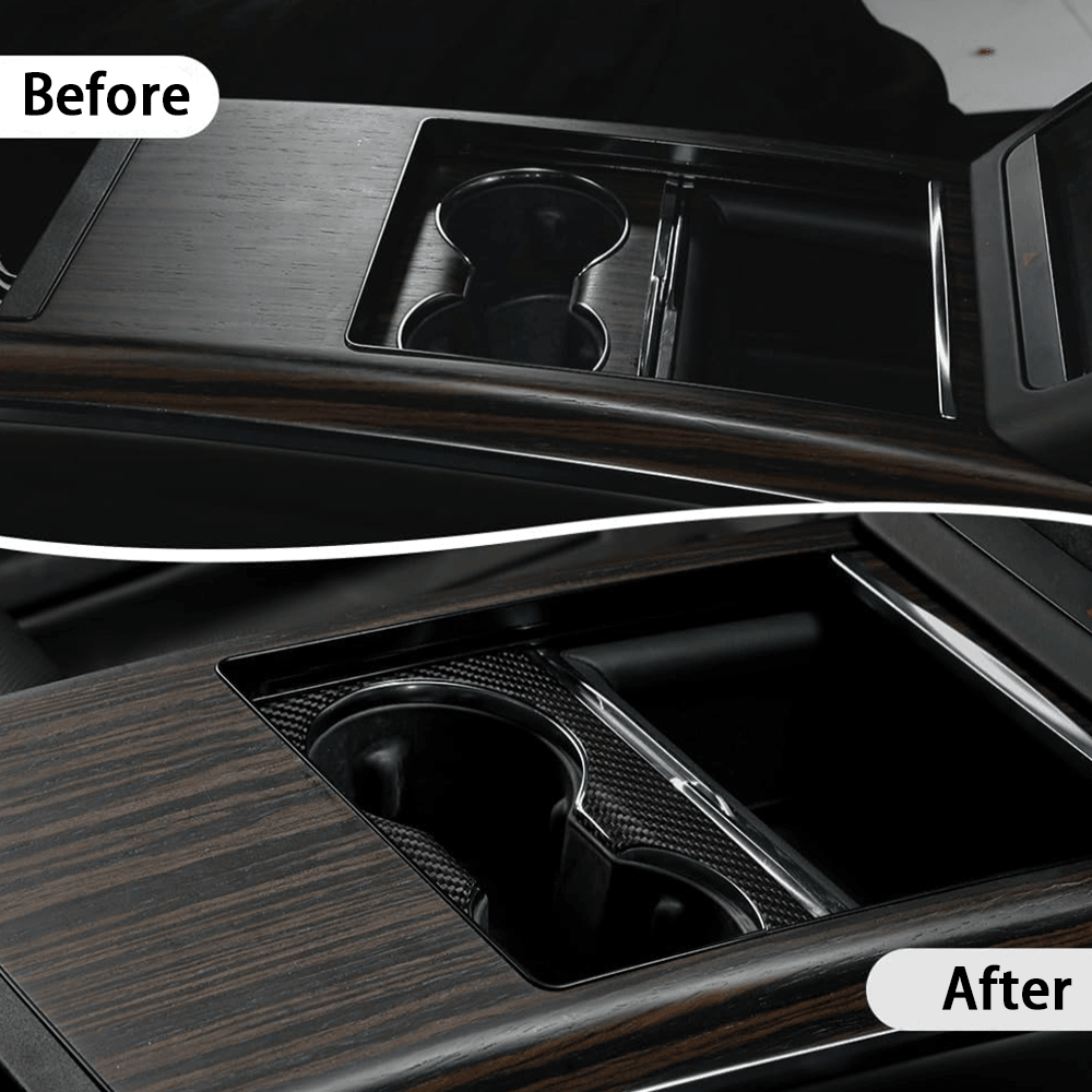 Carbon Fiber Cup Holder Cover for Tesla Model S/X - Premium Console Accessory for 2022 and Beyond - Evooor