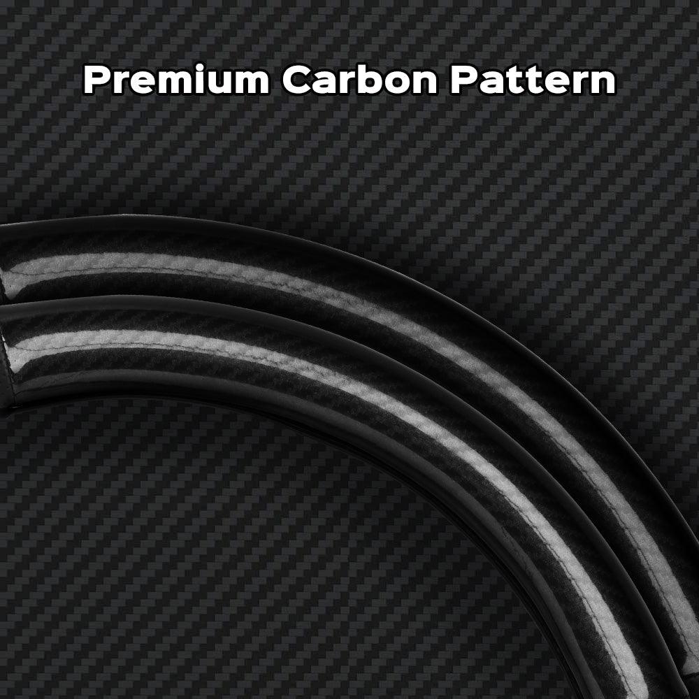 D-Shaped Carbon Pattern Leather Steering Wheel Cover for Tesla Model 3 Highland 2024+ - Evooor