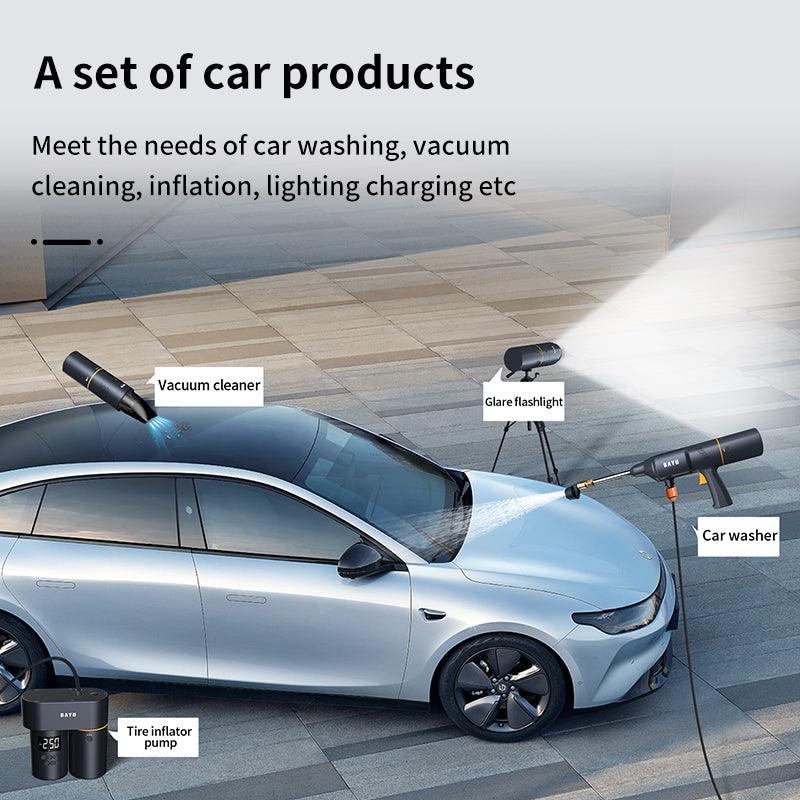 Tesla All in One Multifunctional Car Kit - Car Wash Gun, Air Pump, Vacuum Cleaner, Repair Light, Mobile Phone Charger - Evooor