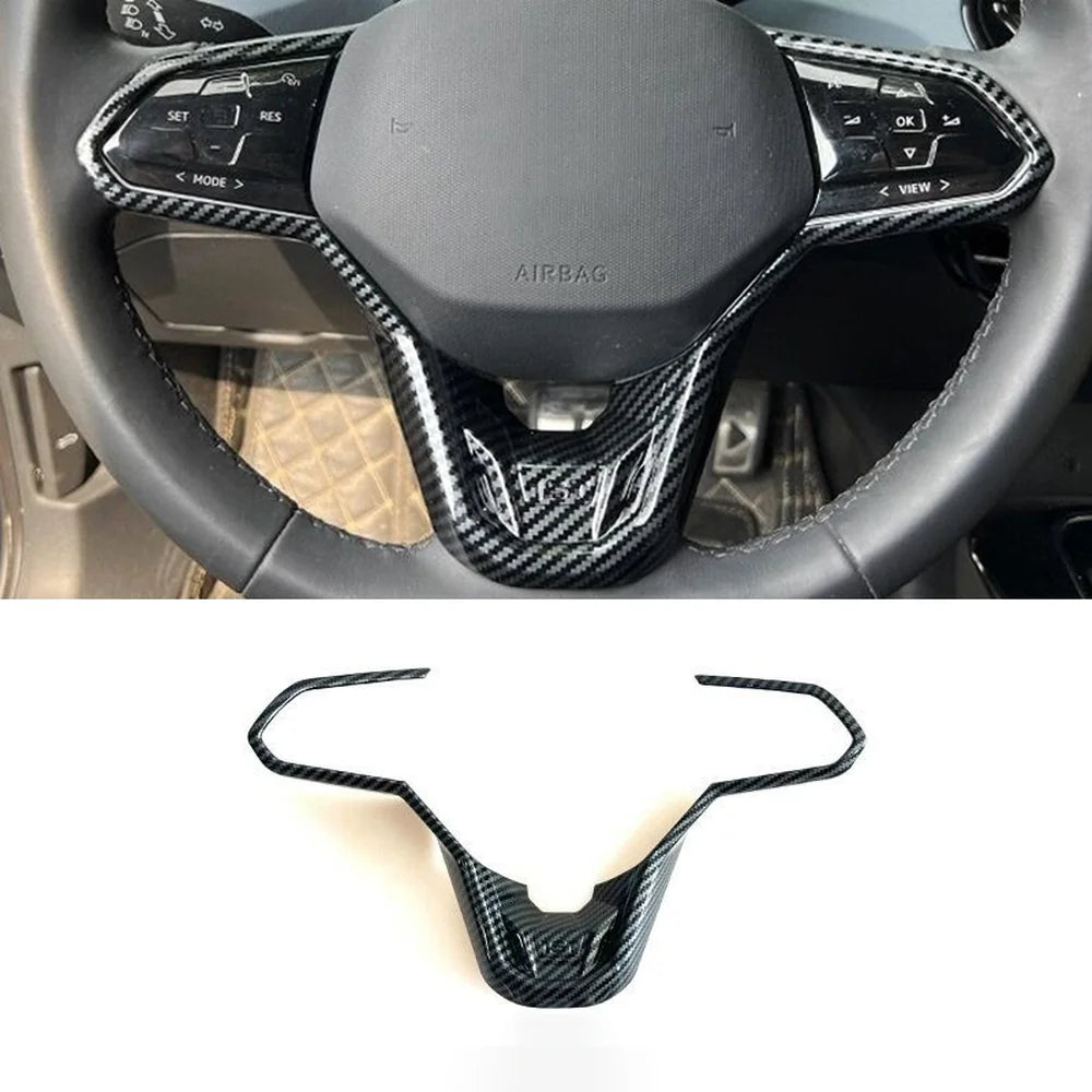ABS Carbon Fiber Texture Steering Wheel Cover Trim Sticker For VW ID.3 - Evooor