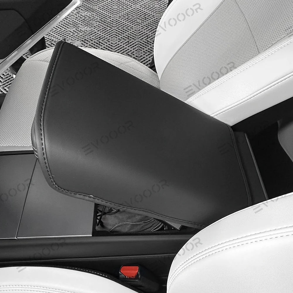 Nappa Leather Center Console Armrest Cover – Stylish Protection for Tesla Model Y Juniper 2025+