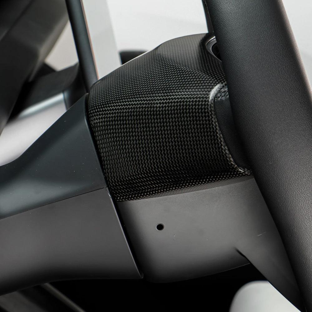 Premium Carbon Fiber Upper Steering Wheel Trim Cover for Tesla Model 3 - Enhance Your Interior with High-Quality Design - Evooor