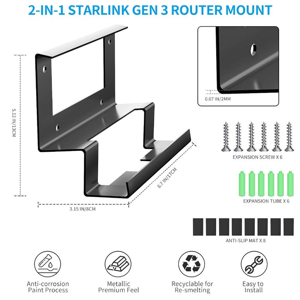 Metal Router and Power Supply Wall Mount Bracket Kit for Starlink Gen 3: Complete Accessory Set for Easy Installation - Evooor