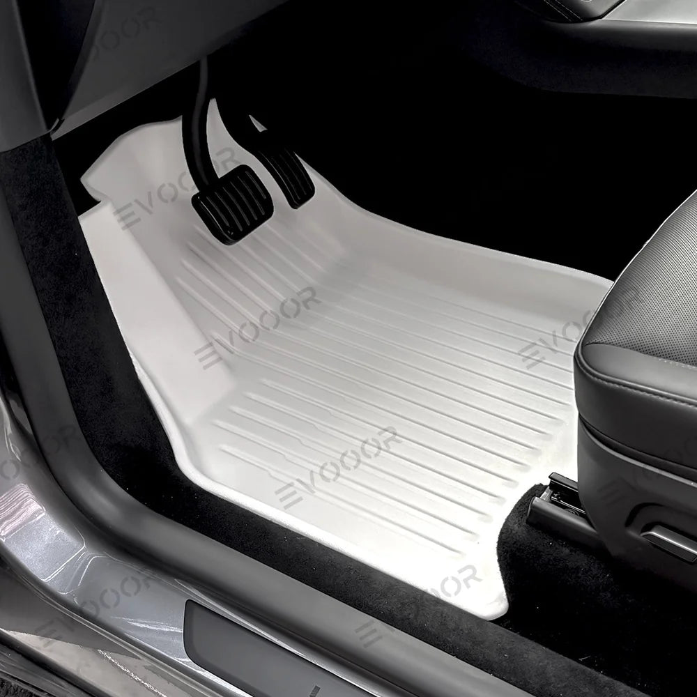 Custom Fit Juniper White TPE Interior Floor Mats & Cargo Liners Bundle for Tesla Model Y - Waterproof All-Weather Protection (2025 and Later Models)