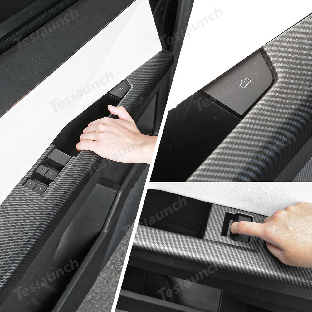 Carbon Fiber Pattern ABS Door Armrest Covers Set for Cybertruck - Front and Rear (4 Pieces) - Evooor