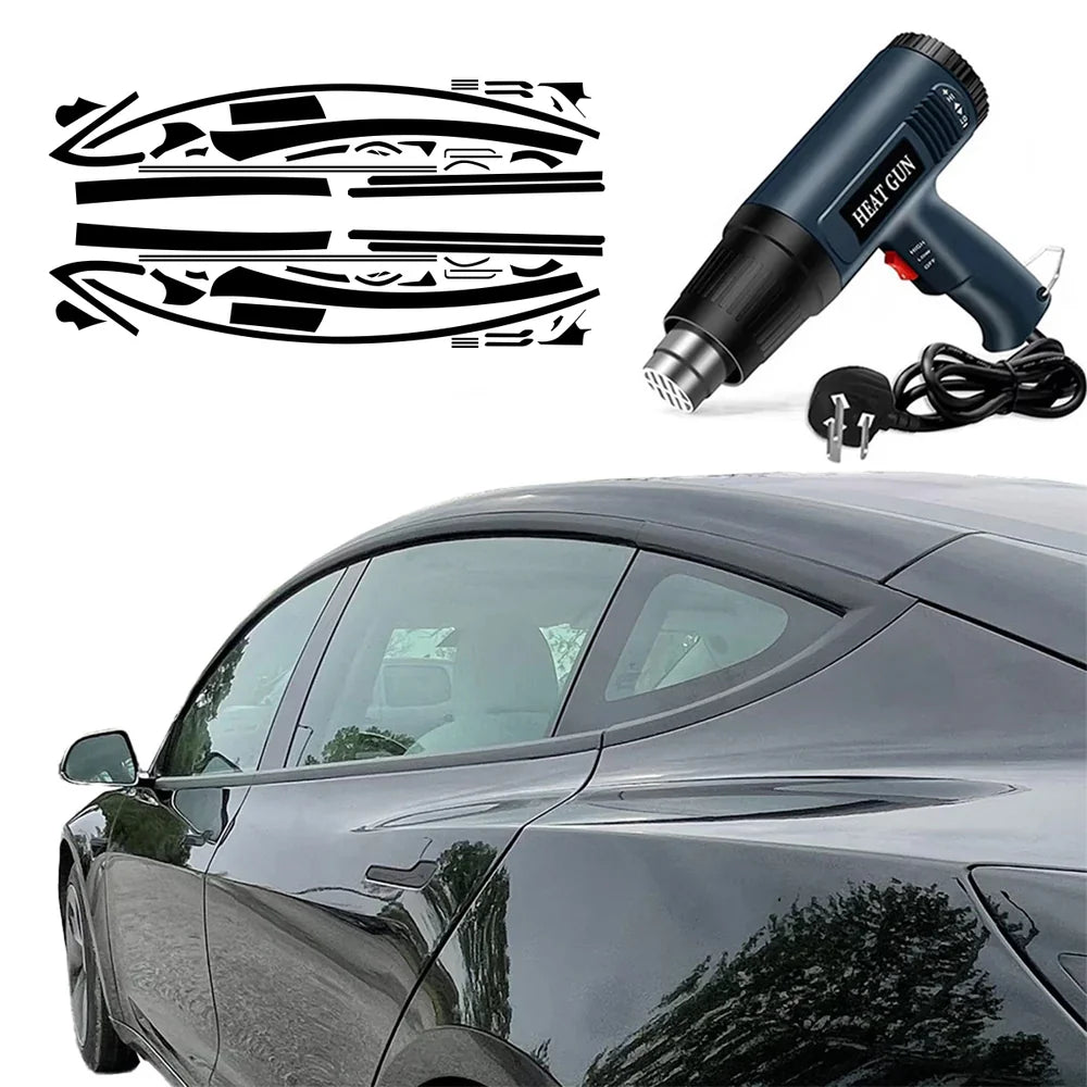 Matte Black Chrome Delete Vinyl Wrap Kit for Tesla Model 3 (2017-2023) - Vehicle Styling Upgrade