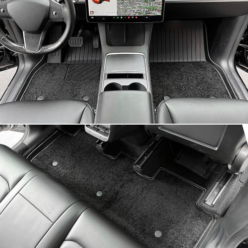 Model 3 Floor Mats All Weather Double Layer Flocking TPE For Tesla(2017-2023) - Evooor