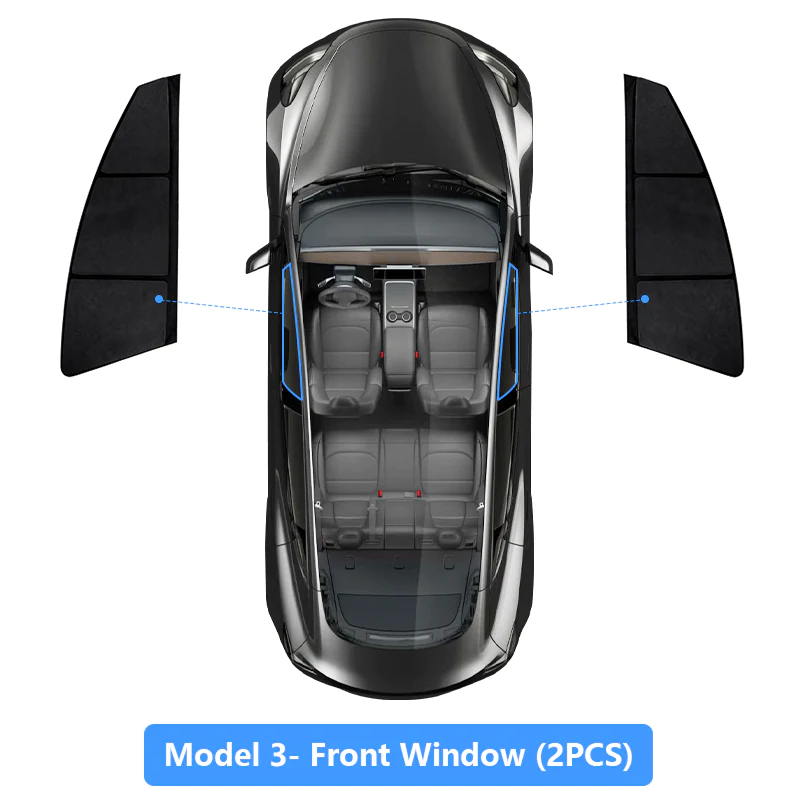 Side Windows Suede Opaque Privacy Sunshades for  Tesla   Model  3/Y(2017-2024)