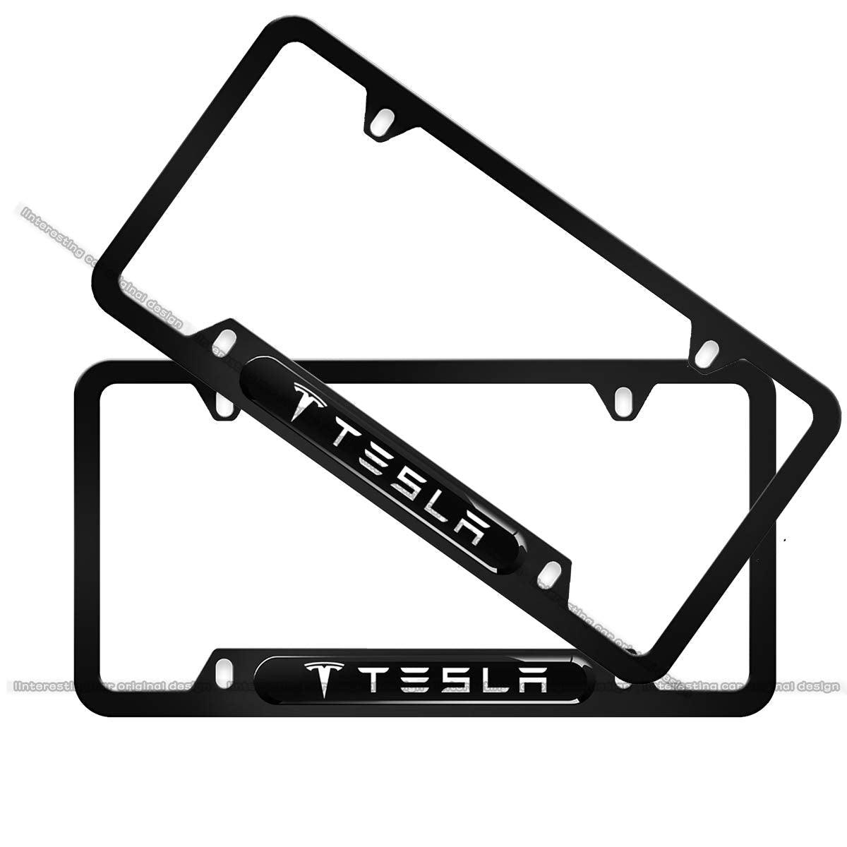 Tesla License Plate Frame 2-Pieces High-Grade Tesla tag License Frame US Car (1 Pair)