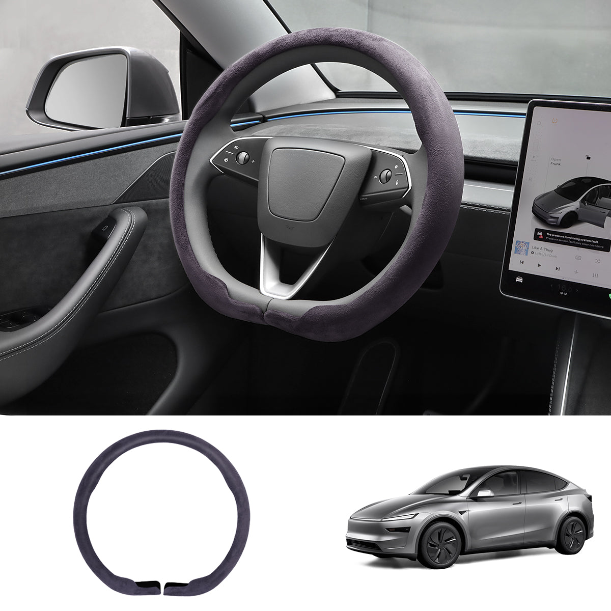 Alcantara Half-Open Steering Wheel Cover for Tesla Model 3/Y