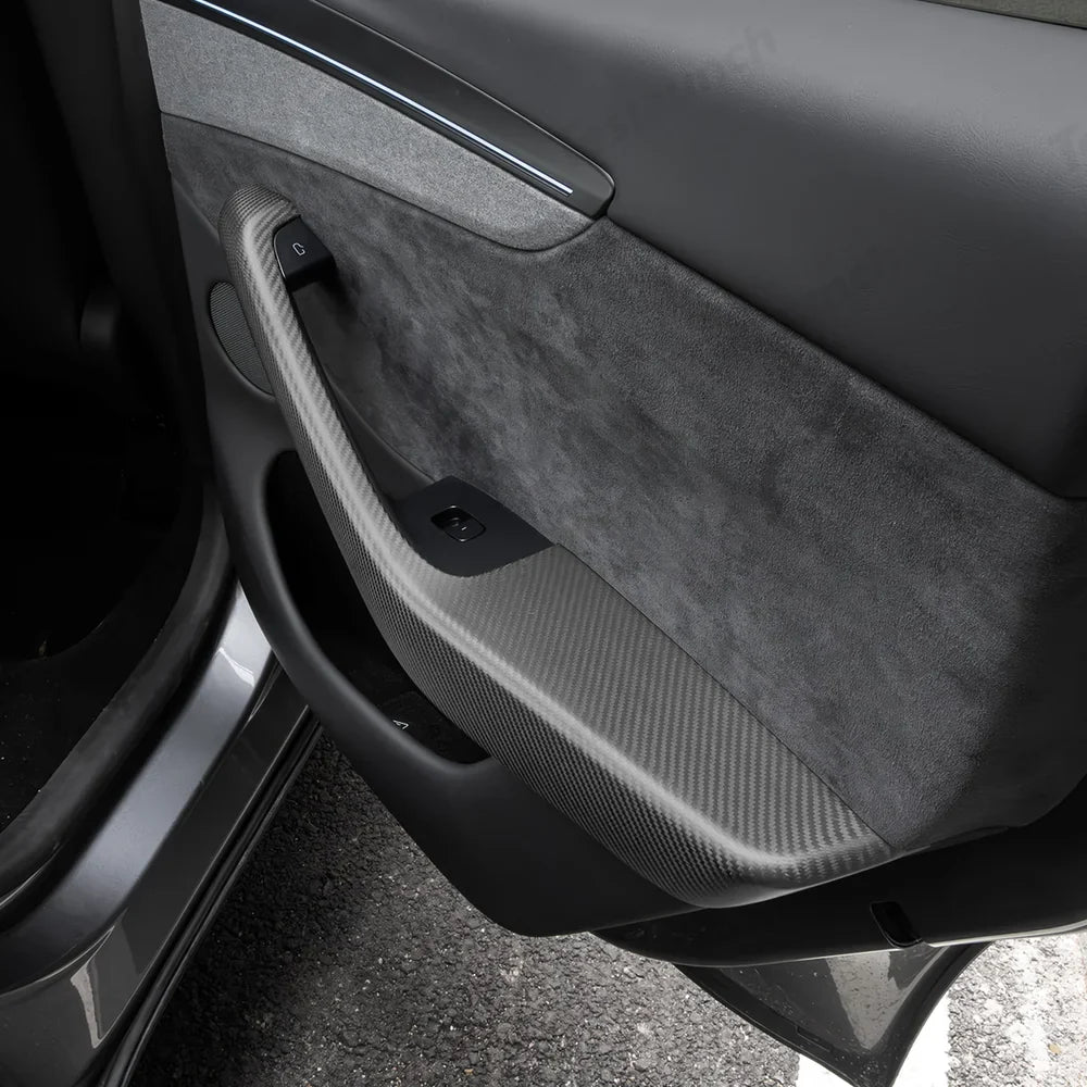 High-Quality Carbon Fiber Armrest Trims for Tesla Model Y Juniper 2025+ (Set of 4) - Evooor