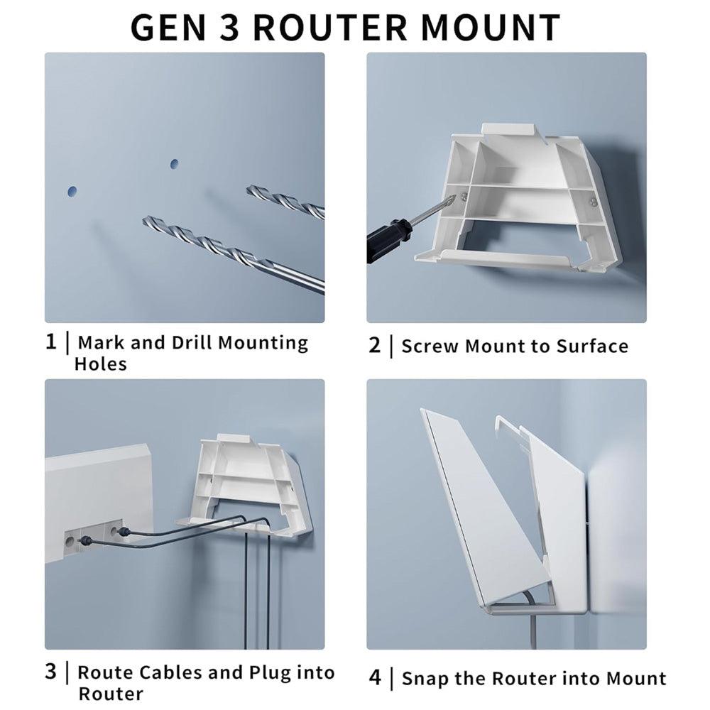 Starlink Gen 3 Wall Mount Kit with Router and Power Supply for Secure Installation - Evooor