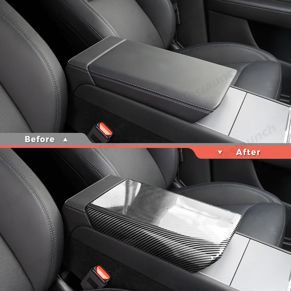 High-Quality Faux Leather Armrest Cover for Tesla Model Y - Durable Protection for Console - Easy Installation - Evooor