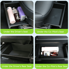 Doppelschichtiger Untersitz-Aufbewahrungsbox-Organizer für Tesla Model X 2023+: Robustes TPE+ABS-Design