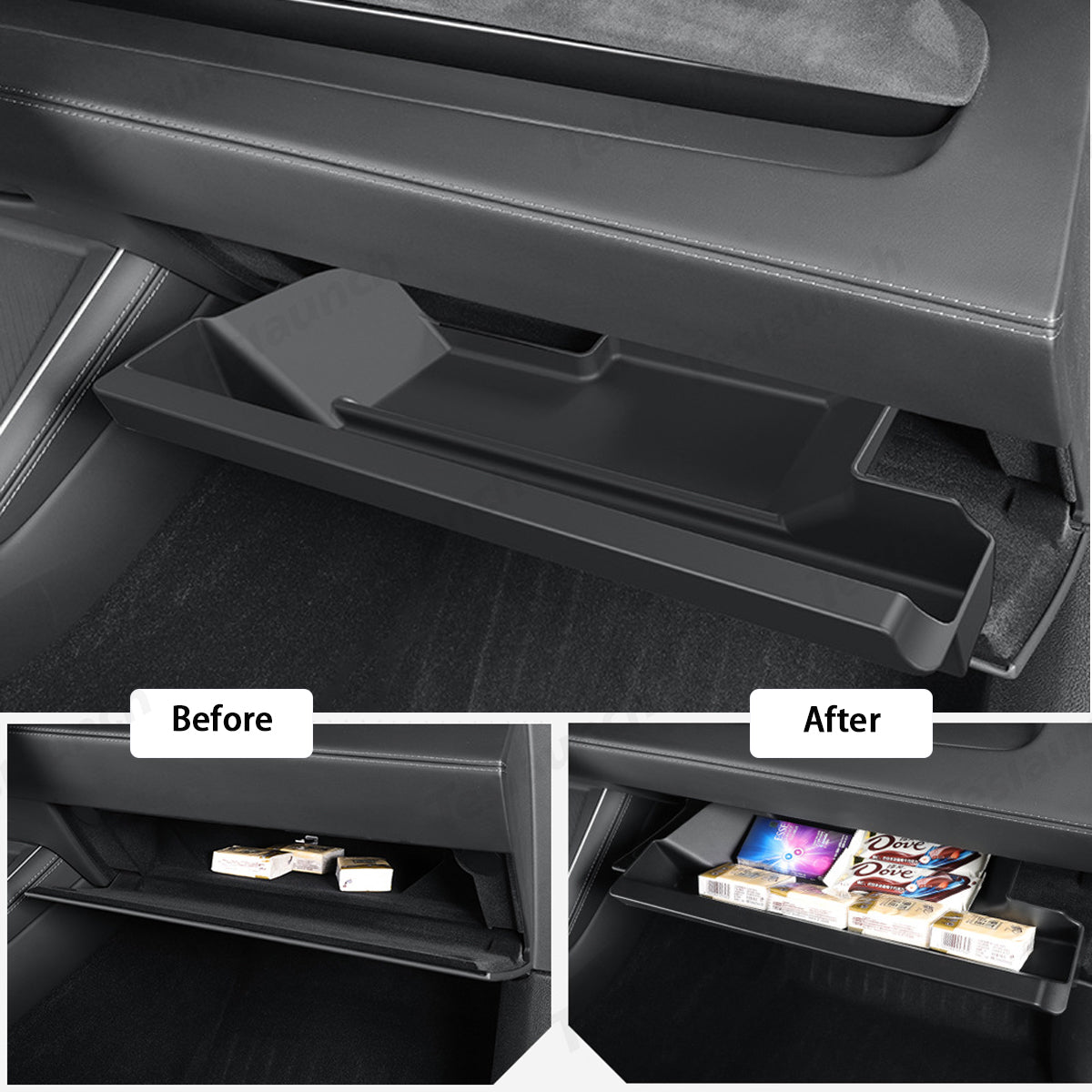 Tesla Model Y Juniper 2025+ TPE Glove Compartment Organizer for Co-Pilot side - Evooor