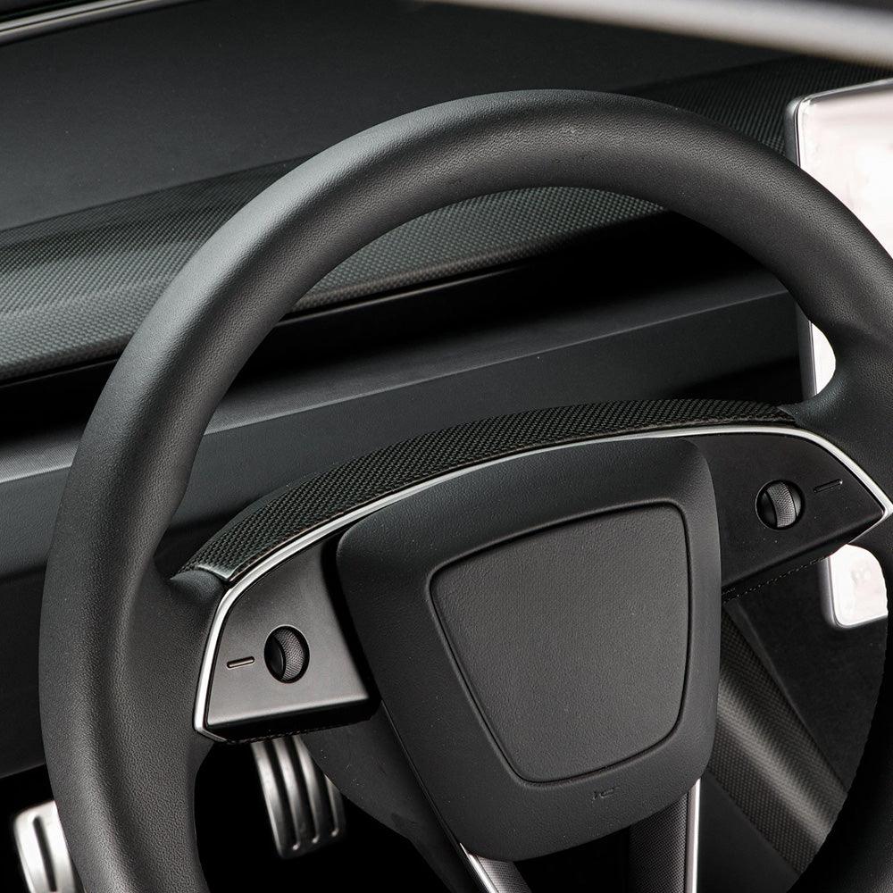Premium Carbon Fiber Upper Steering Wheel Trim Cover for Tesla Model 3 - Enhance Your Interior with High-Quality Design - Evooor