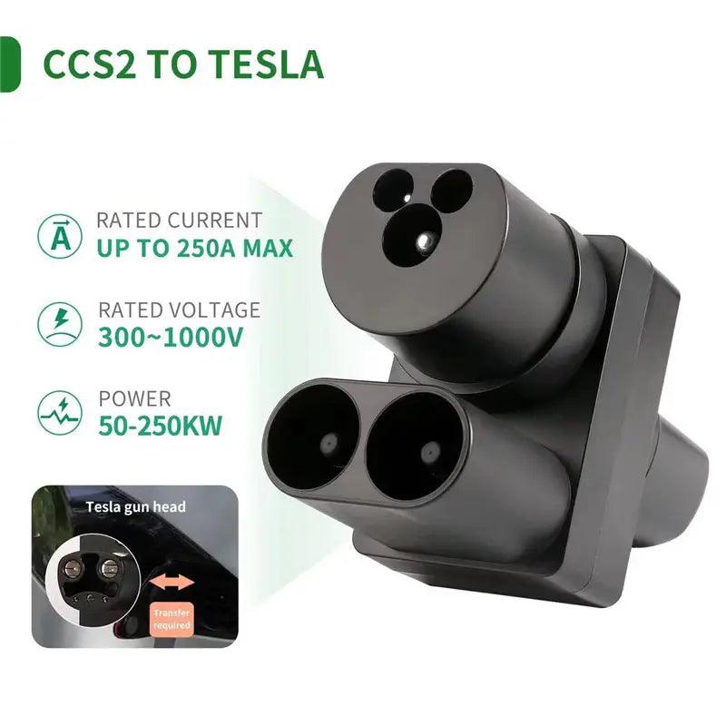 Electric Vehicle Charging Adapter Compatible with CCS2 to Tesla/NACS for Model 3, Model Y, Model S, and Model X - Evooor