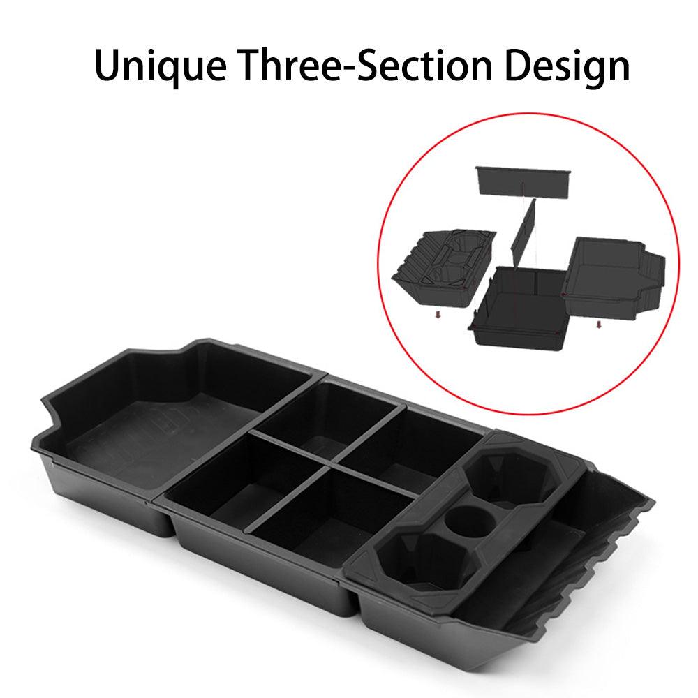 Split Lower Center Console Storage Tray Organizer with Cup Holder for Cybertruck - Evooor