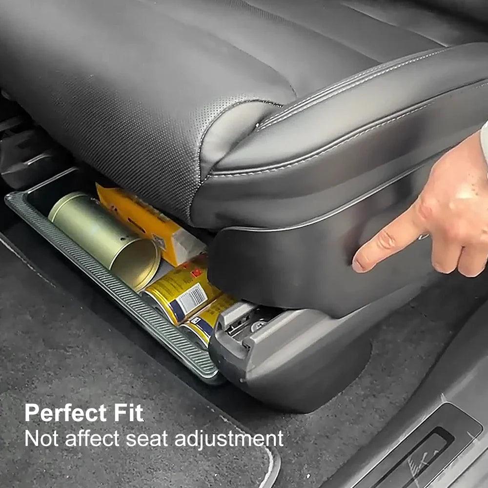 Custom Fit Underseat Organizer Tray Bin for Tesla Model X | Interior Hidden Storage Box (2022-2024) - Evooor