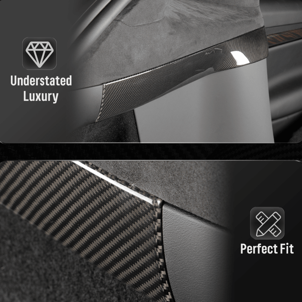 High-Quality Carbon Fiber Rear Trunk Inner Panel Protectors (Set of 2) for Tesla Model X 2022 and Beyond - Evooor