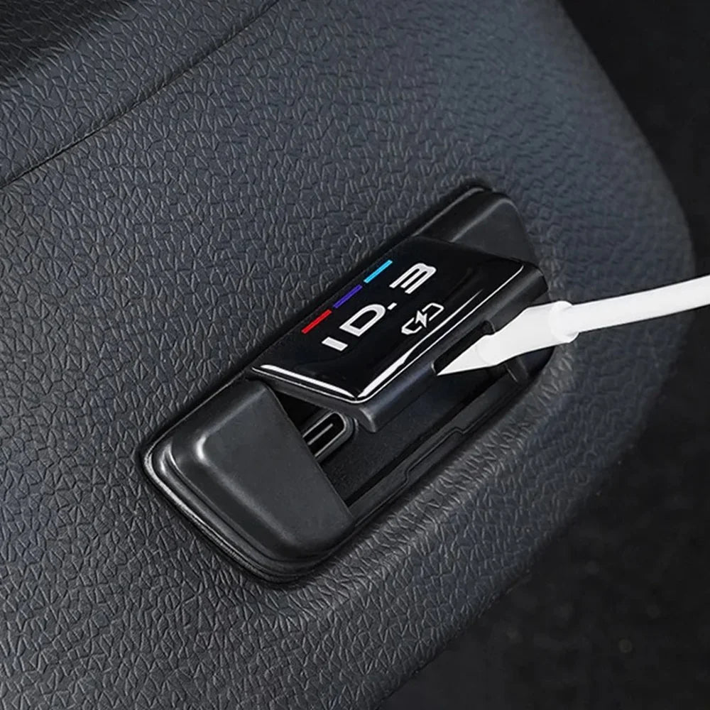 Alloy Rear Seat Charging Port USB Hole Anti-Clogging Protective Cover For VW ID.3 2021-2022 - Evooor