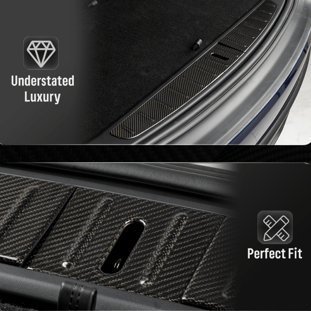 High-Quality Carbon Fiber Trunk Sill Protectors Set for Tesla Model X 2022 and Beyond - Evooor