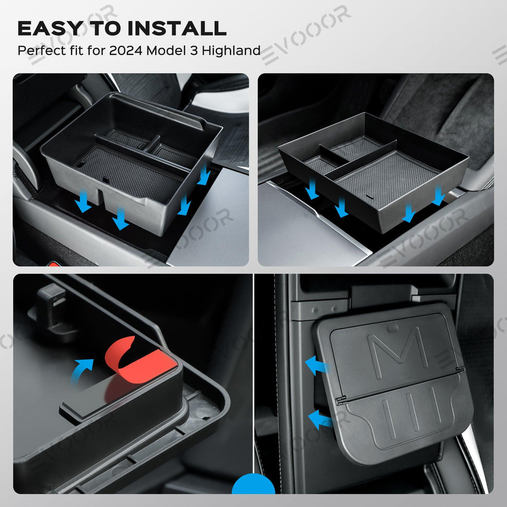 2024 Model 3 Highland Console Organizer Tray Set Designed for Tesla (3 PCS) - Evooor