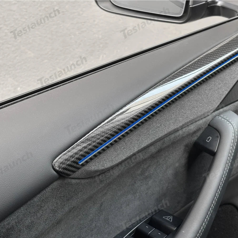 Glossy Carbon Fiber Door Panel Protectors for Tesla Model Y Juniper 2025+ (Set of 4) - Evooor