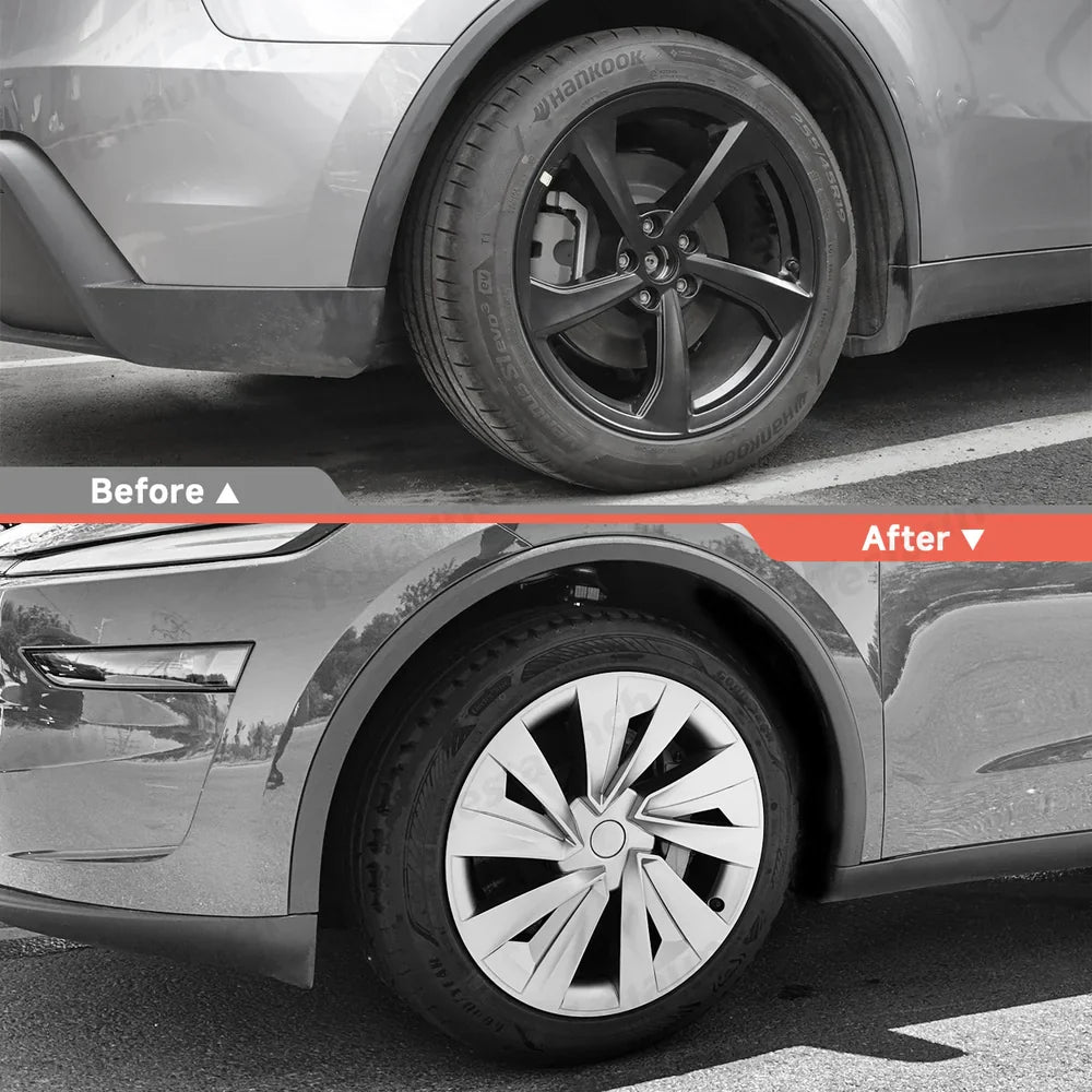 Set of 4 High-Quality 19'' Crossflow Wheel Covers Compatible with Tesla Model Y 2025+ - Sleek Helix 2.0 Design - Evooor