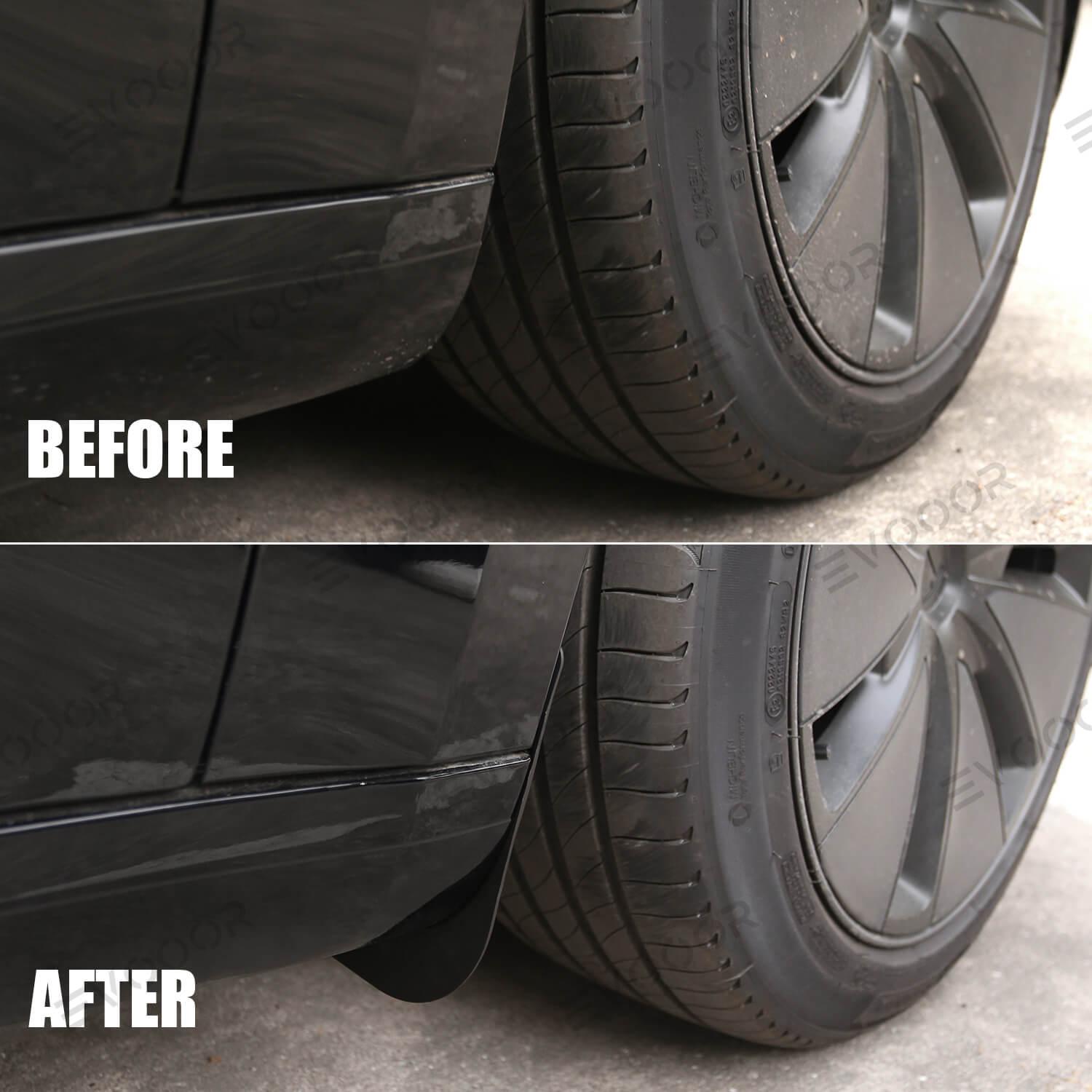 2024 Tesla Model 3 Highland Mud Flaps Splash Guards Front Rear Mudguard Kit, No Drill Fender(4 Pcs) - Evooor