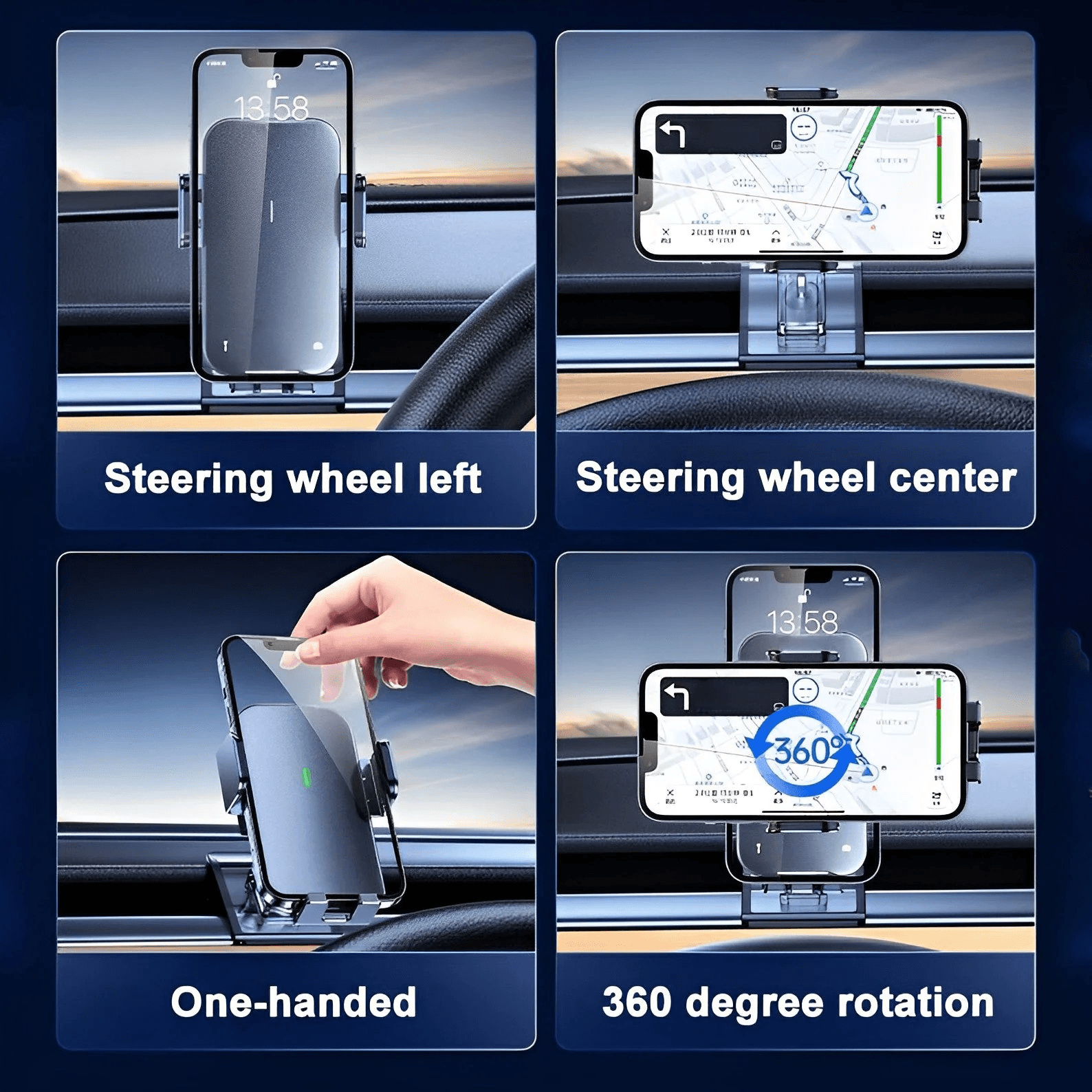 Solar-Powered Wireless Car Phone Mount for Tesla Model 3 & Model Y - Automatic Charging Dashboard Holder - Evooor