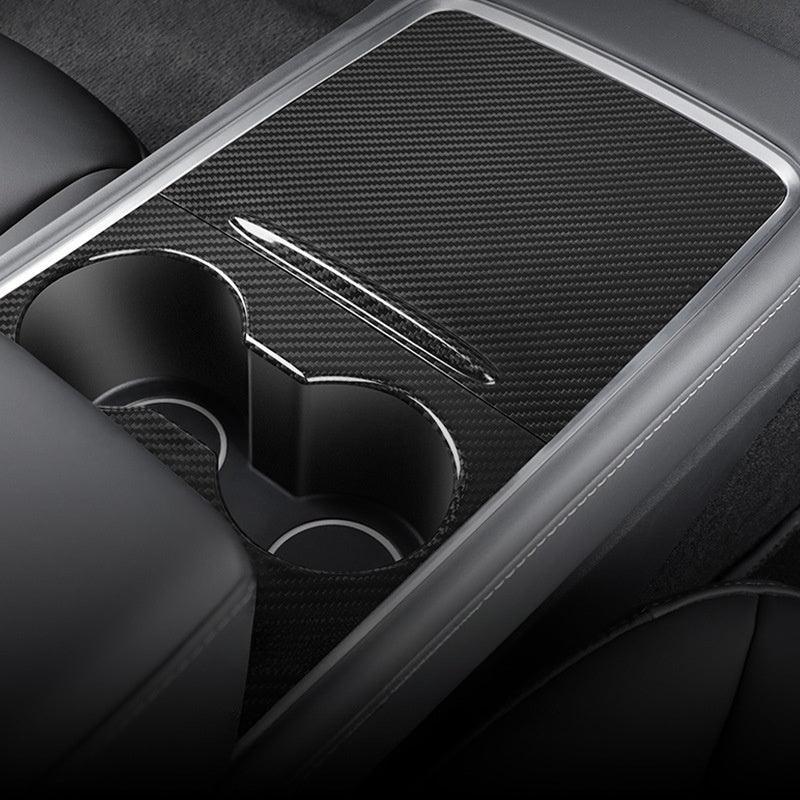 [Real Carbon Fiber] Model 3/Y Center Console Overlays With Key Card Slot (Gen. 2) for Tesla(2021-2023) - Evooor