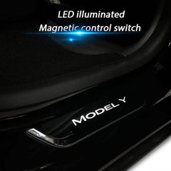 LED Illuminated Car Door Sill Guard Plate Kit for Tesla Models with Customized Lighting