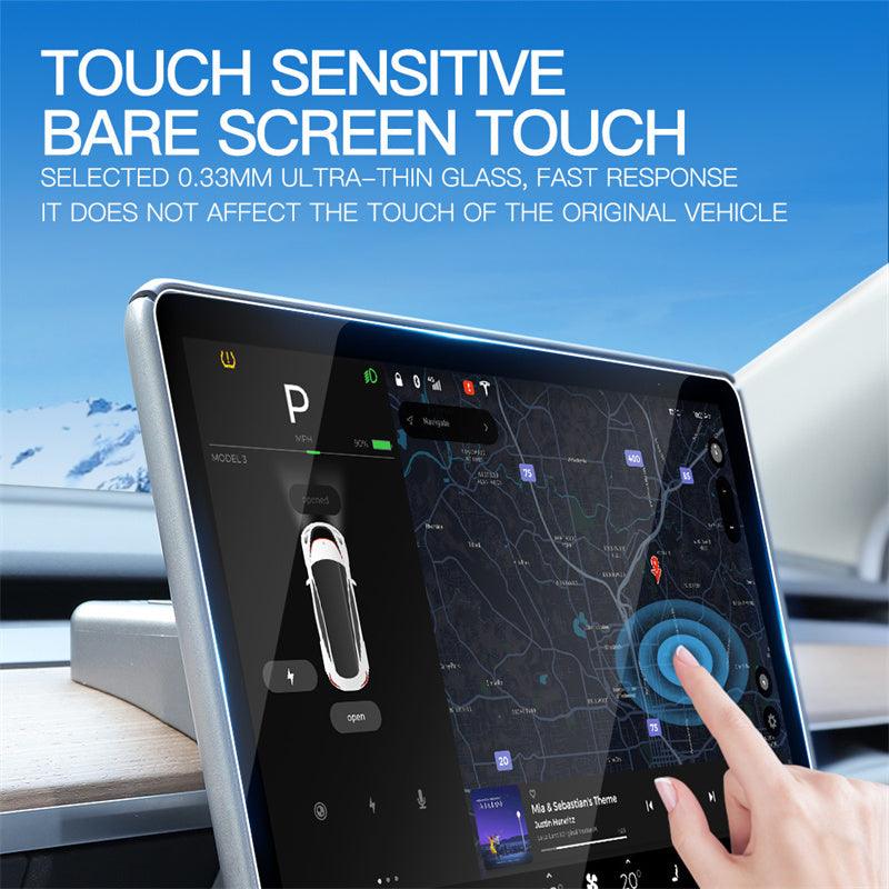 Model 3/Y Navigation Touchscreen Protector Cover-Tempered Glass Full Cover Glass Screen Protector For Tesla Center Console Screen - Evooor